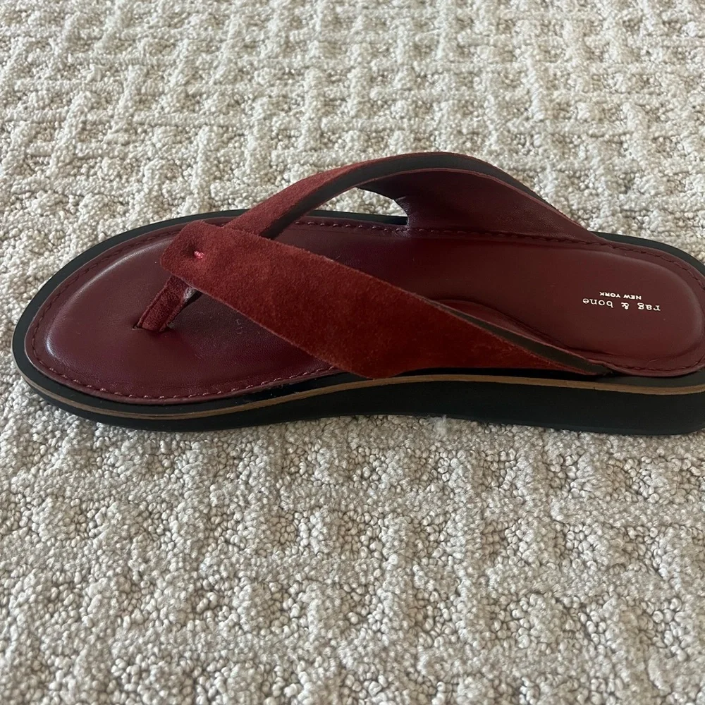 Rag & Bone Women's Burgundy Suede Sandals - Picture 2 of 5